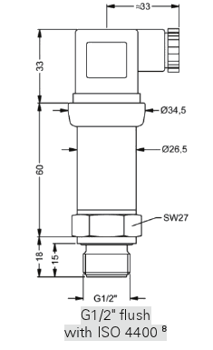 Flush 60 psig pressure transmitter for thick liquids in Ex zones Flush 60 psig pressure transmitter for thick liquids in Ex zones