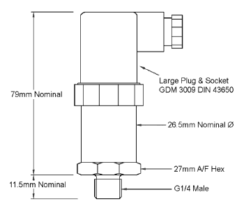 5 bar g pressure transmitter with a 5 volt output suitable for use with MEK solvent MEK solvent compatible pressure transducer with 5 bar g range and 0-5 volt output