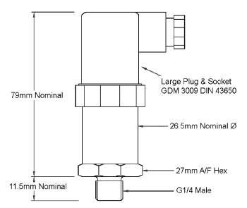 5 bar g pressure transmitter with a 5 volt output suitable for use with MEK solvent