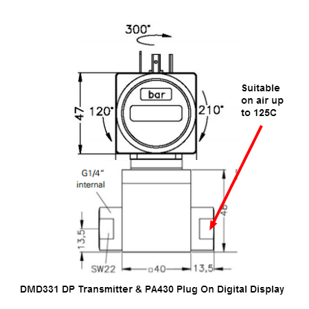 90 degC air differential pressure transmitter and digital display