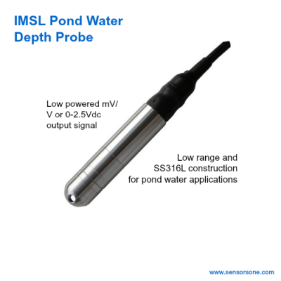 Low powered pond water 20ft depth sensor for wireless system