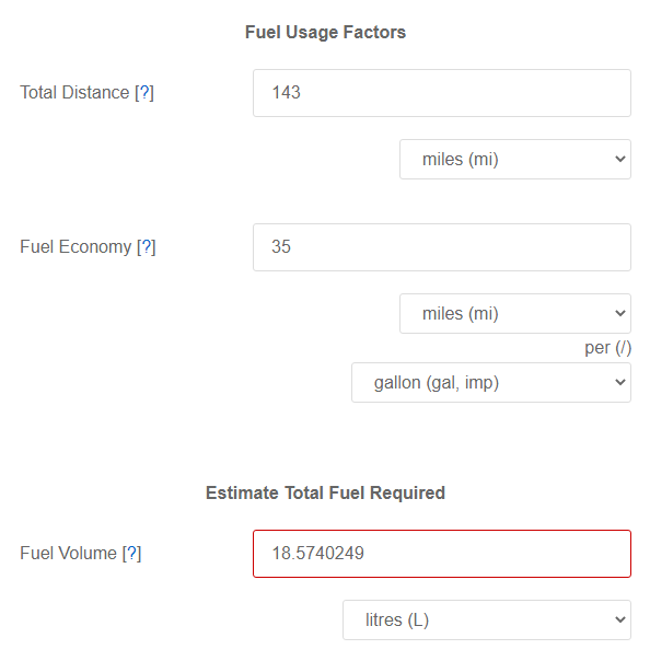 Total Distance & Motor Vehicle Fuel Economy to Estimated Total Fuel